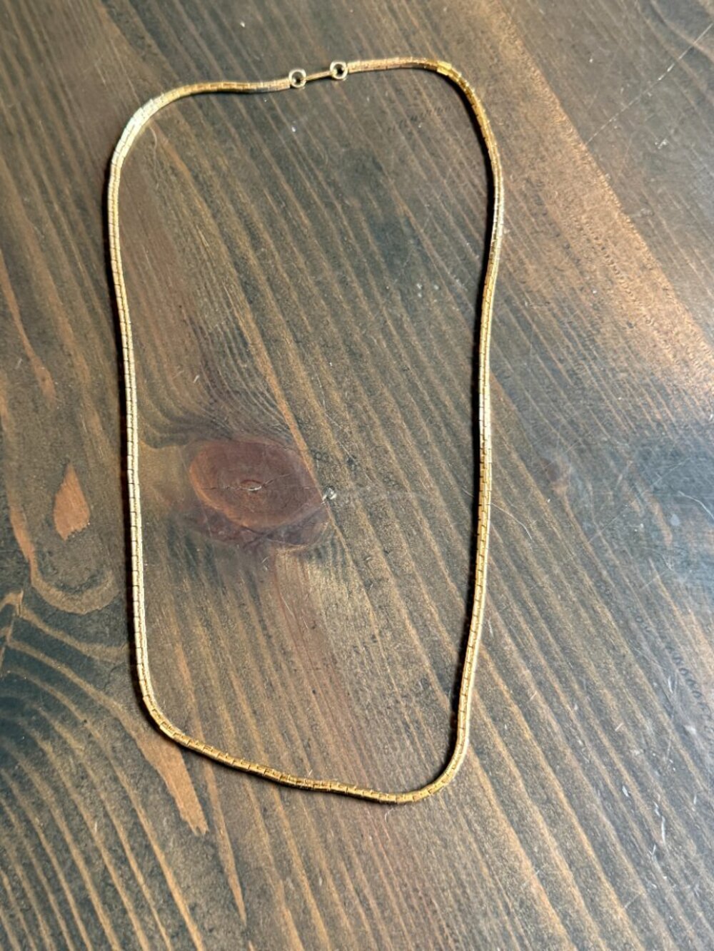 Vintage Gold Tone Necklace Square Link Marked Sarah on Clasp 23"